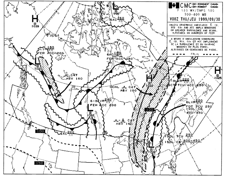 Significant Weather Chart, Langley Flying School.