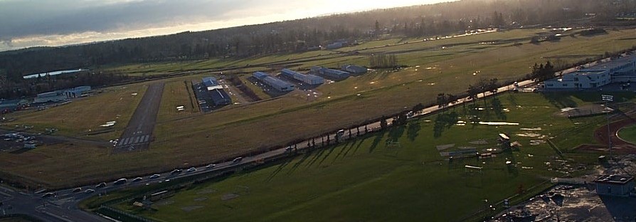 Final Approch onto Langley Airport's Runway 19 following a Simulated Forced Approach Exercise.  Langley Flying School.