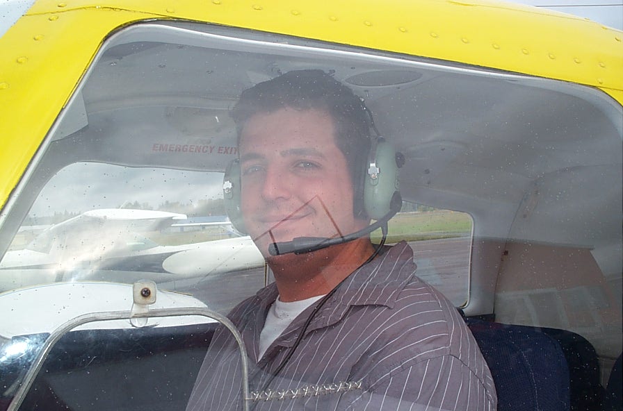 Tony McHale in Cherokee GODP after completing his First Solo Flight on October 1, 2007, Langley Flying School.