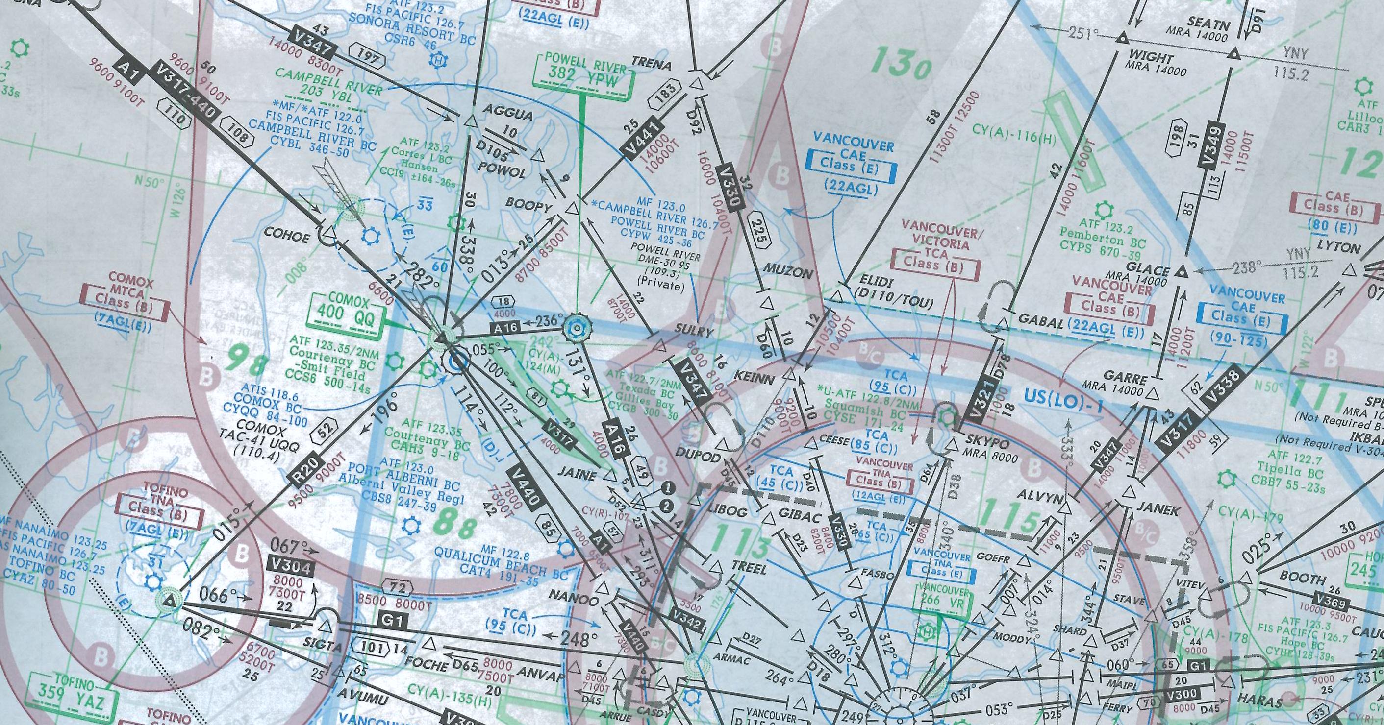 Map Room, IFR Georgia Strait, Langley Flying School