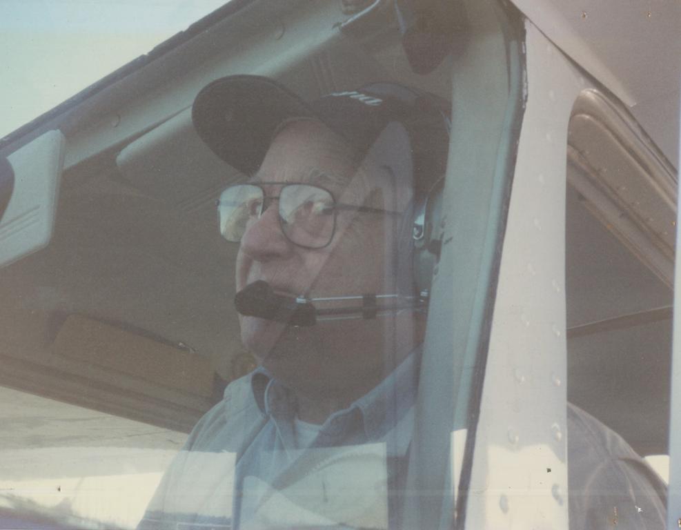 Gordie Zimmerman in his Cessna GLDO after completing his First Solo Flight on March 15, 1996. Langley Airport.