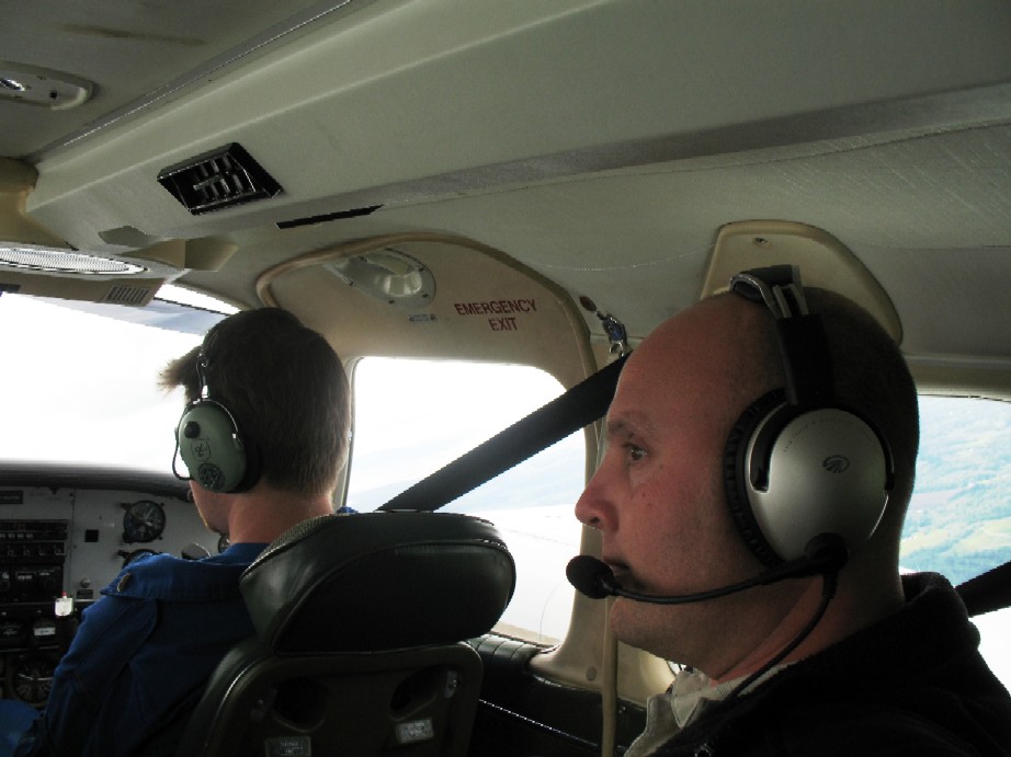 Flight Instructor Rod Giesbrecht in the Seneca. Langley Flying School.