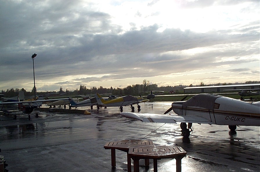 Langley Flying School's ramp after some April showers.