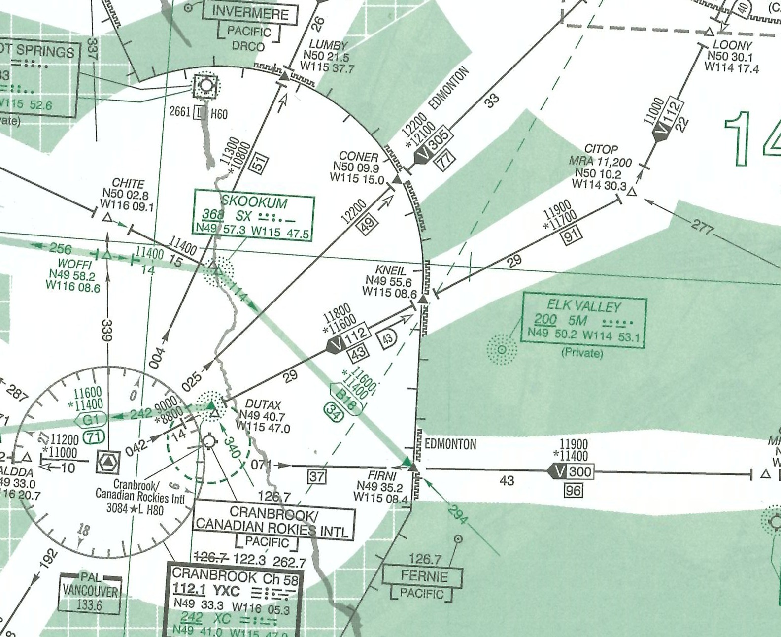 Low En Route Chart.  Langley Flying School.