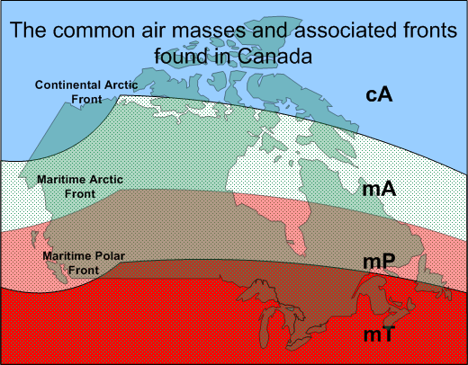 Canadian Air Masses and associated Fronts.  Langley Flying School.