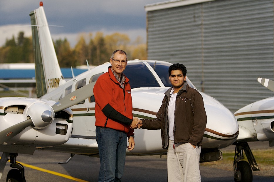 Congratulations to Manoj Shelke who successfully completed the qualiflying Flight Test for the Multi-engine Class Rating with Pilot Examiner Matt Edwards on November 11, 2009. Congratulations also to Manoj's Flight Instructor, Phil Craig. 