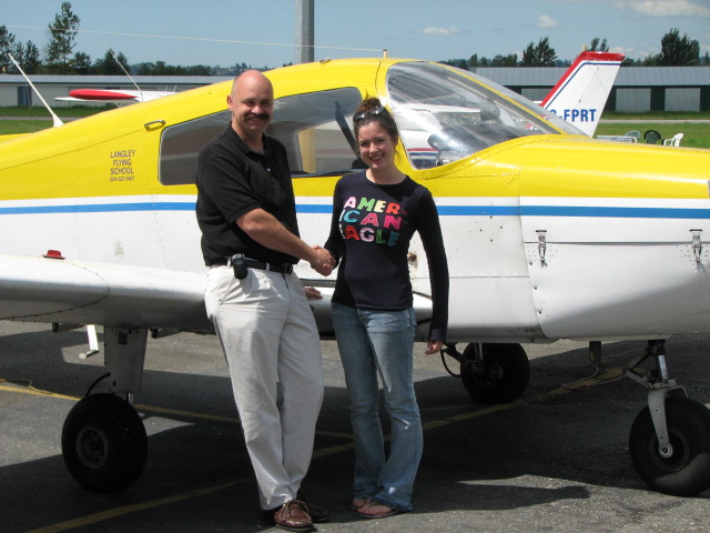 Flight Instructor Naomi Jones with Transport Canada Inspector Al Balogh, Langley Flying School