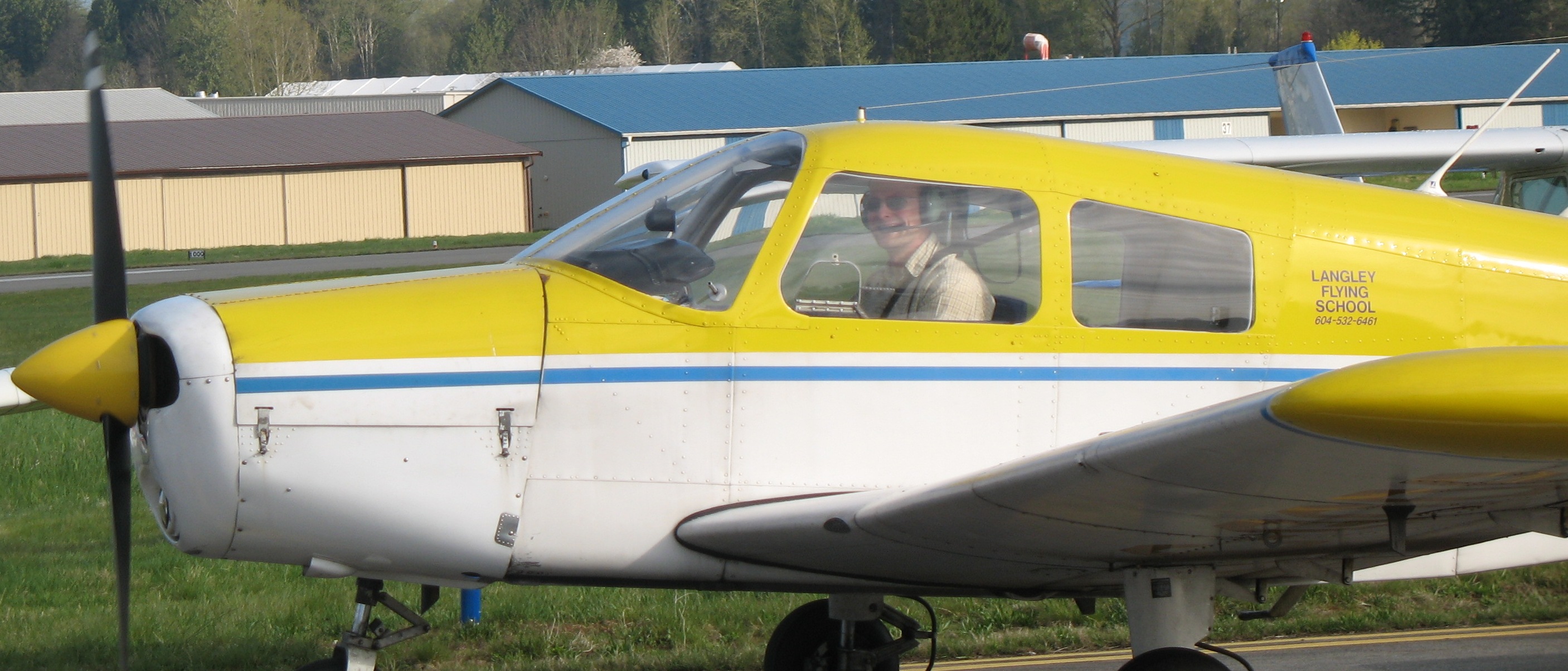 Will Tuokkola taxies back in Cherokee GODP after completing his First Solo Flight on April 23, 2009.  Langley Flying School.
